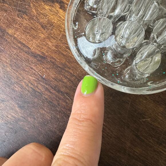 Vintage Solid Pressed Glass Flower Frog 11 hole Floral Arrangement Frogger - Picture 9 of 9